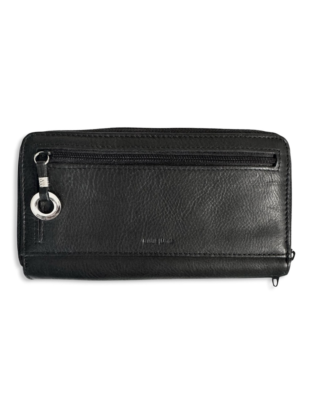 Multi-Pocket Leather Wallet for Women Black Pebbled EUC